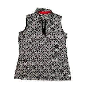 TAIL Sleeveless Quarter Zip Golf Top M(8-10), Black, White and Red pattern